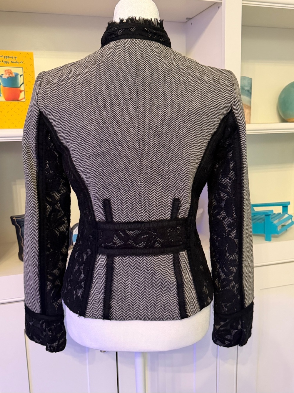 WHBM || Gray Jacket with Black Sequin Trim - Picture 5 of 6